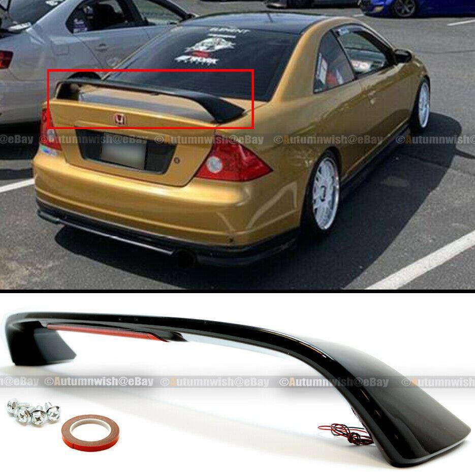 Honda Civic 01-05 2DR Glossy Black Trunk Spoiler Wing LED Brake