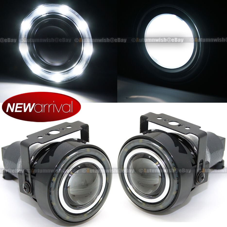 For Dakota 3" Round Projector Fog Lamps w/ 9 White LED Halo Light Set - Autumn Wish Auto Art