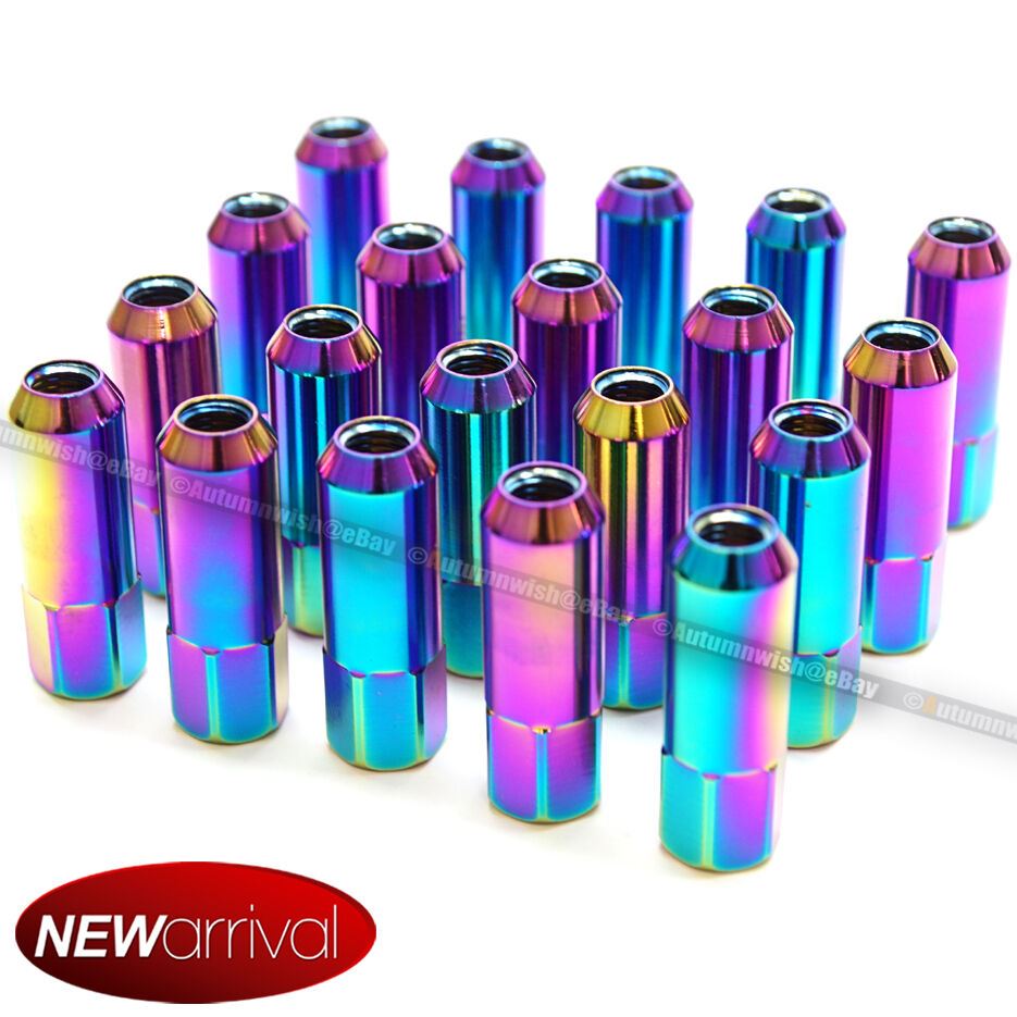 For Honda Acura M12 X 1.5 mm Neo Chrome Open End Aluminum Lug Nuts Set Of 20 - Autumn Wish Auto Art