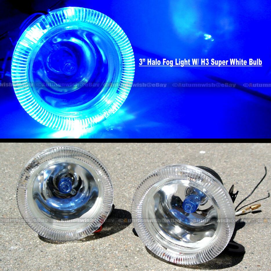 Saturn SC2 3" Round Super White Blue Halo Bumper Driving Fog Light Lamp Kit - Autumn Wish Auto Art