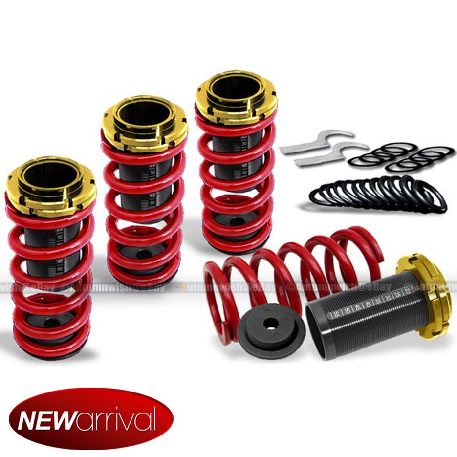 Honda 88-00 Civic CRX Red Gold Adjustable Suspension Lowering Coilover Spring Kit - Autumn Wish Auto Art