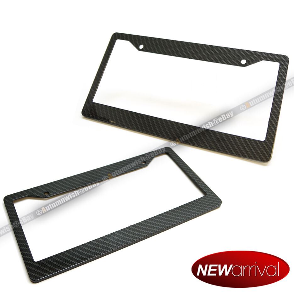 For: Envoy Black Carbon Fiber Look Painted License Plate Frame x 2 - Autumn Wish Auto Art