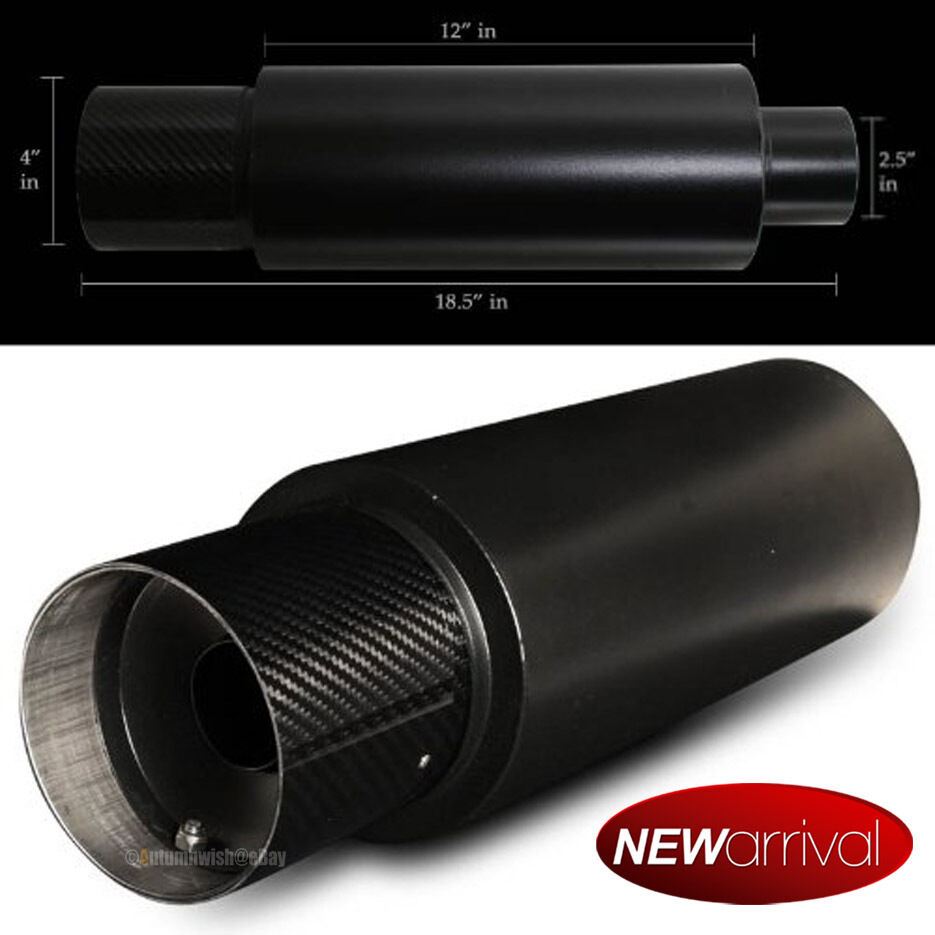 Honda Accord N1 Weld On Flat 4" Carbon Tip 3" Inlet BLK Muffler Exhaust Silencer - Autumn Wish Auto Art