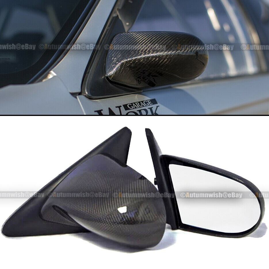 Honda 92-95 Civic 2/3DR Carbon Fiber Manual Adjustable Spoon Style Side Mirror - Autumn Wish Auto Art