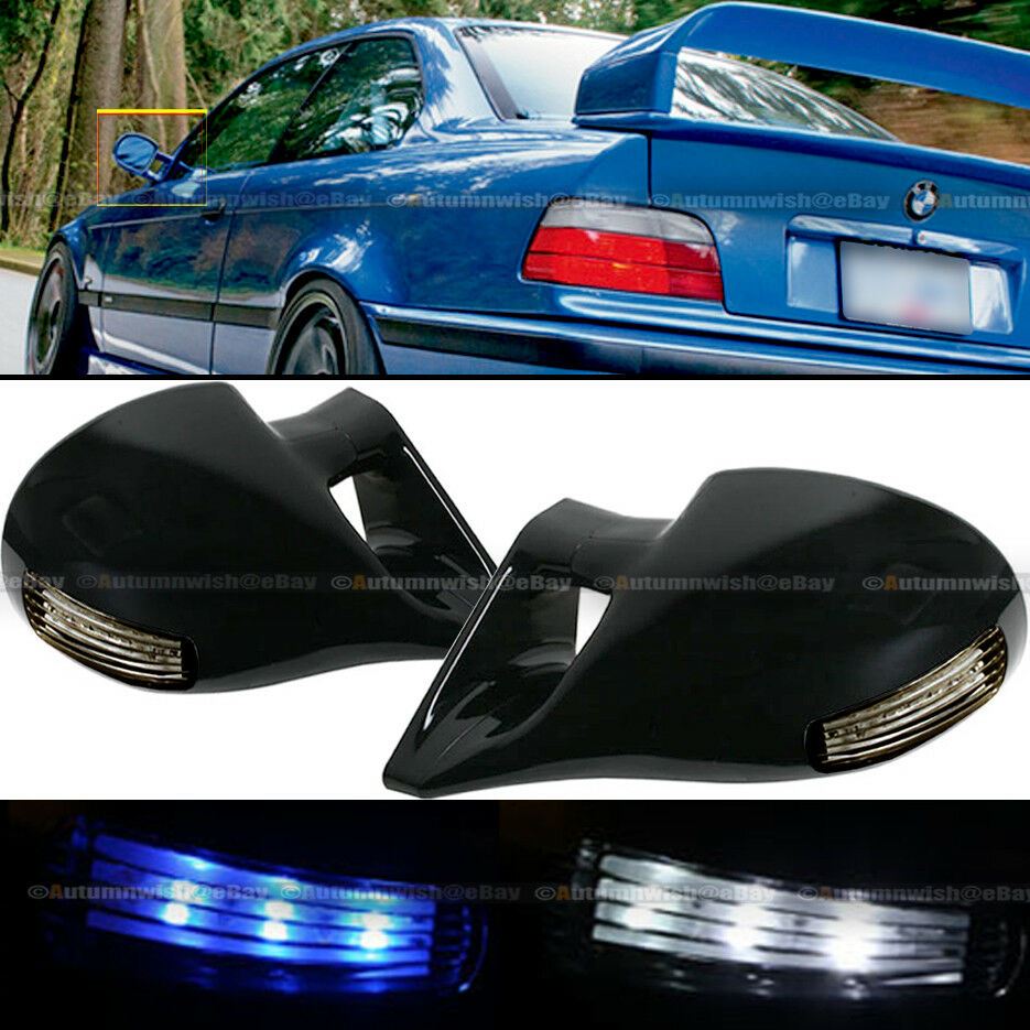 Honda Civic 01-05 2DR M-3 Style LED Signal Powered Glossy Black Side View Mirror - Autumn Wish Auto Art