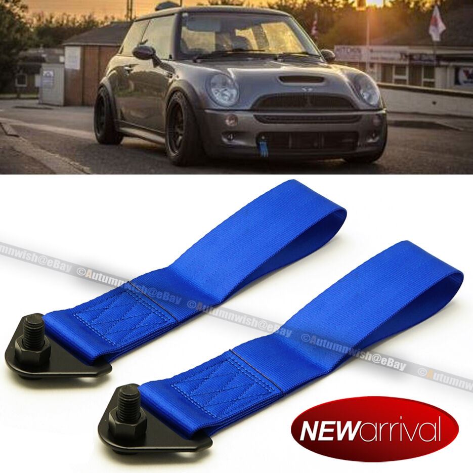 Fit Sierra Bolt On Nylon 50mm Pair Towing Belt Bumper Tow Hook Strap Blue - Autumn Wish Auto Art