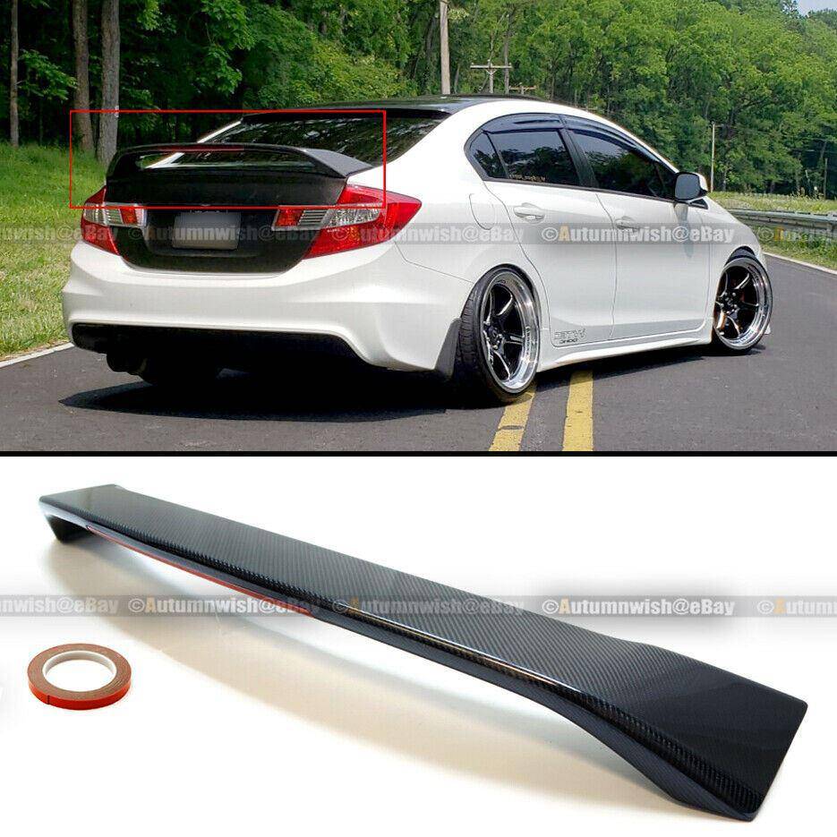 Honda Civic 12-15 Sedan SI Style Real Carbon Fiber Trunk Spoiler Wing with LED - Autumn Wish Auto Arts